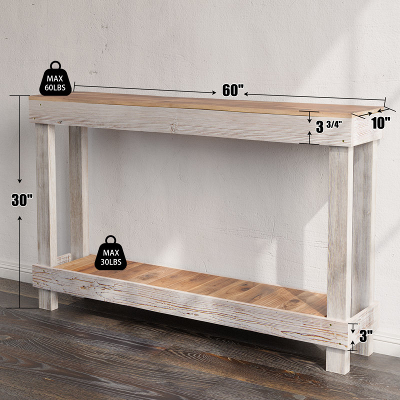 The Holiday Aisle® The Holiday Aisle 60" White Narrow Solid Wood ...